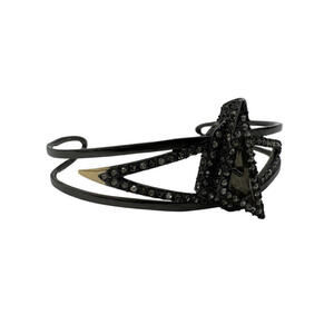 Alexis Bittar Pyramid Gun Metal Lucite Cuff Bracelet Black